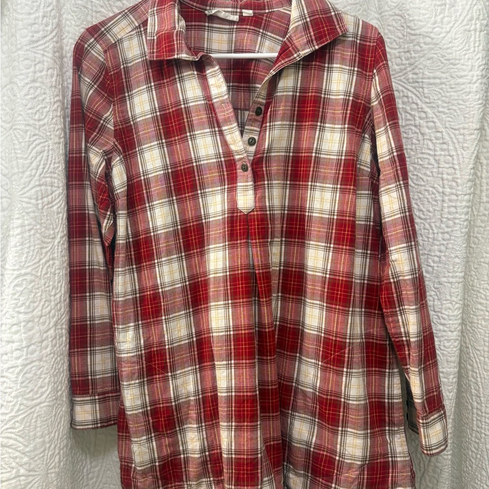 J. Jill Red and White Plaid Button-Down Shirt